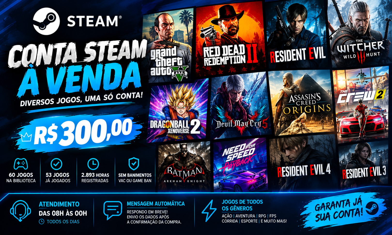CONTA STEAM - JOGOS POPULARES