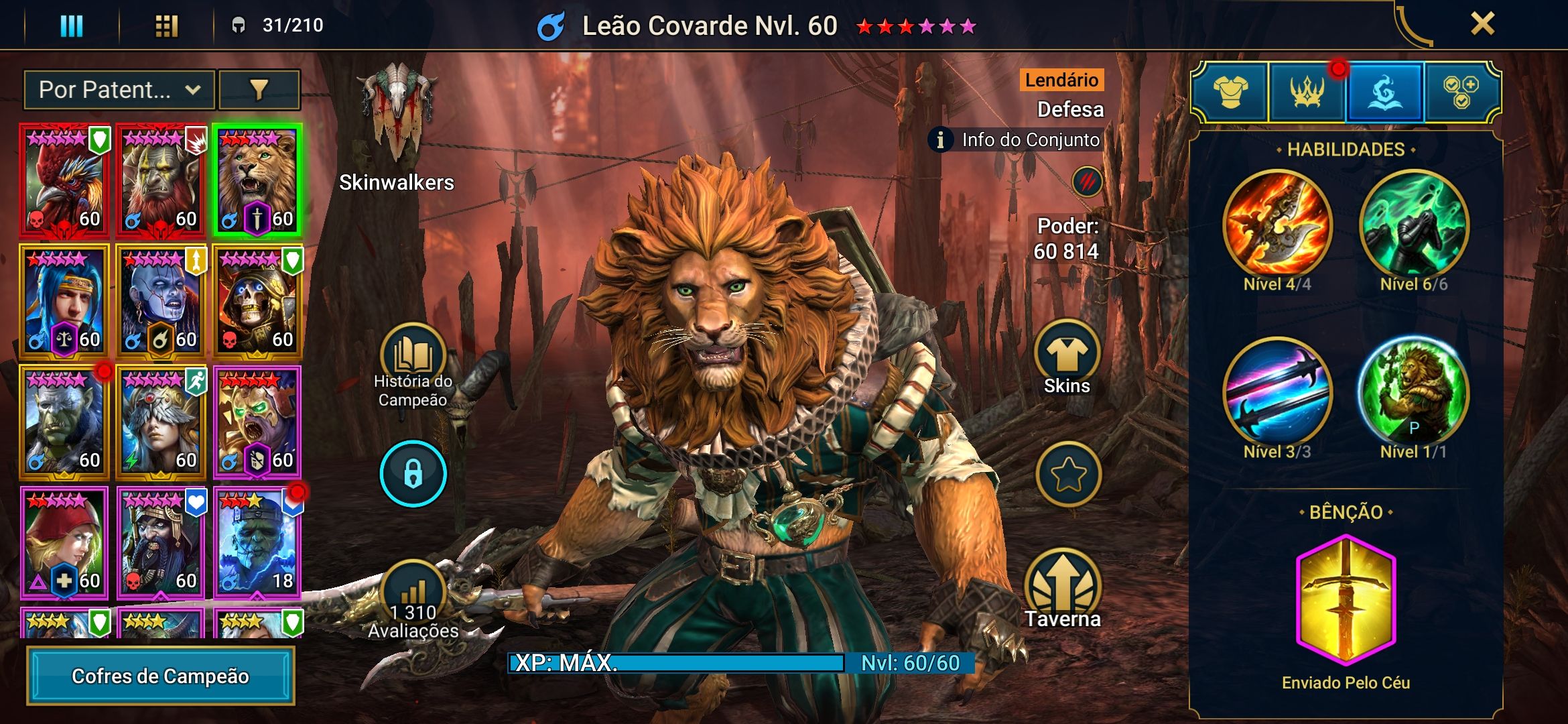Anúncio de CONTA COM GALEUS, GIZMAK, LEÃO COVARDE E NARMA.