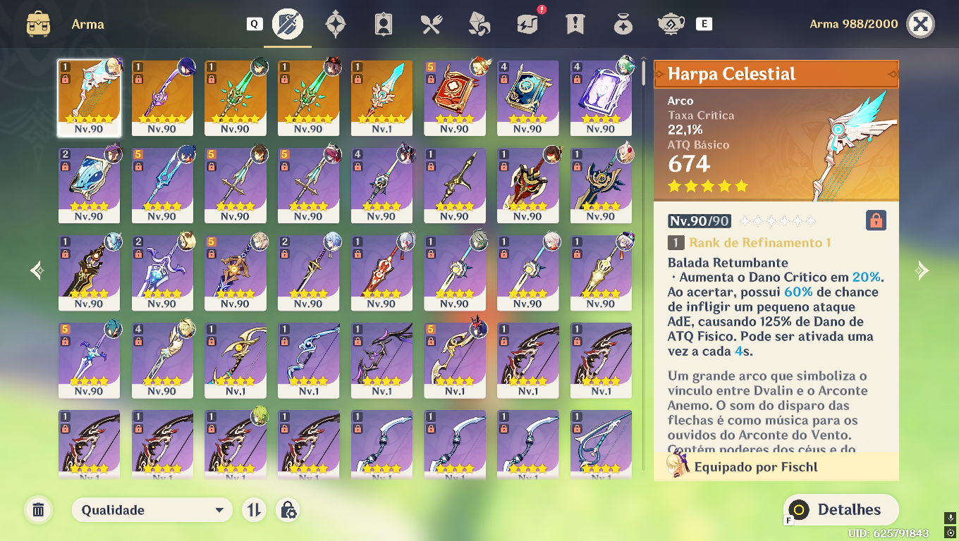 Conta Genshin Impact - AR60, 21 personagens T5 + 5 armas t5
