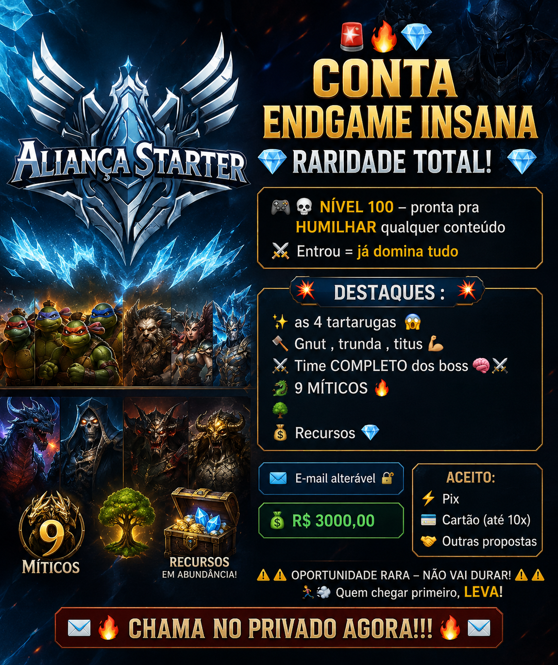 🚨🔥💎 CONTA ENDGAME INSANA – RARIDADE TOTAL! 💎🔥🚨
