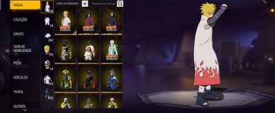 Conta de FF com 5 dinos e 4 skins Naruto