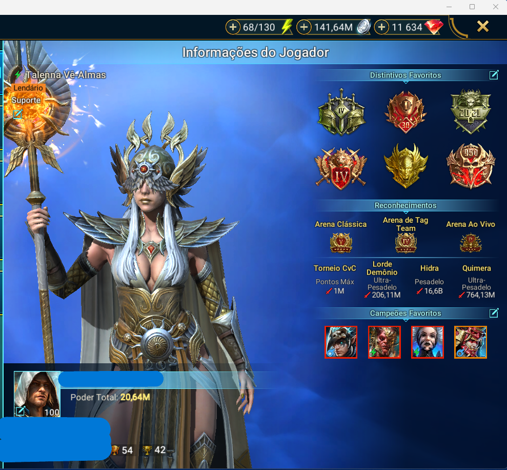 0031 CONTA END GAME 20.6 PP 6 MÍTICOS 209 LENDÁRIOS