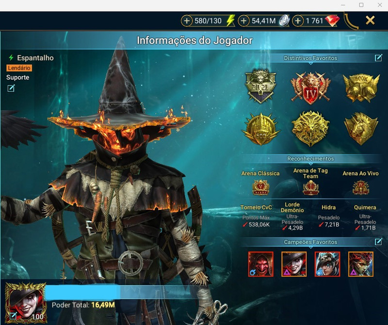 0043 CONTA END GAME 16.5 PP 9 MÍTICOS 159 LENDÁRIOS