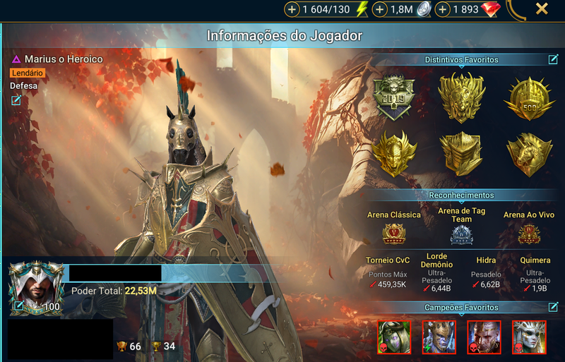 Conta Top Endgame (22,5m PP) 7 Miticos, 241 Lendarios, 30 Lendarios VOID