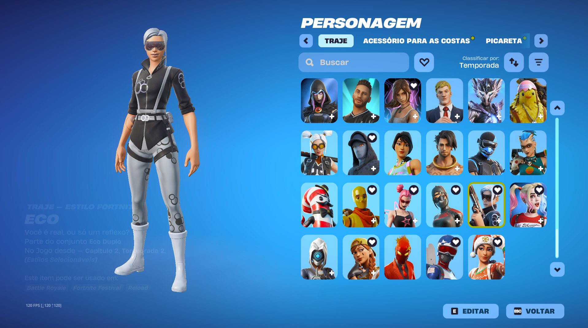 CONTA FORTNITE C1S6 | DIRE TIER 100 + LARA CROFT + 155 SKINS | VARINHA ESTELAR + PÁ DE NEVE | NVL 2200 | FULL ACESSO